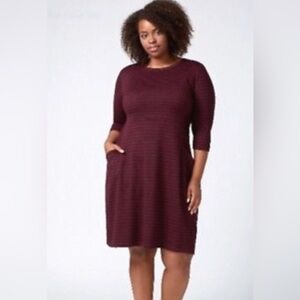 Lane Bryant Striped Pocket Dress Wine Plus Size 18/20